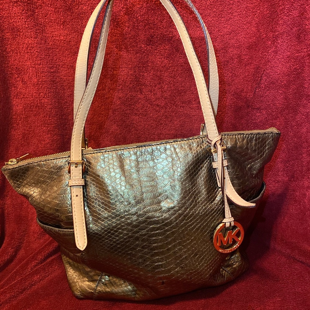 Michaels Kors Tote Bag Purse Gold AUTHENTIC